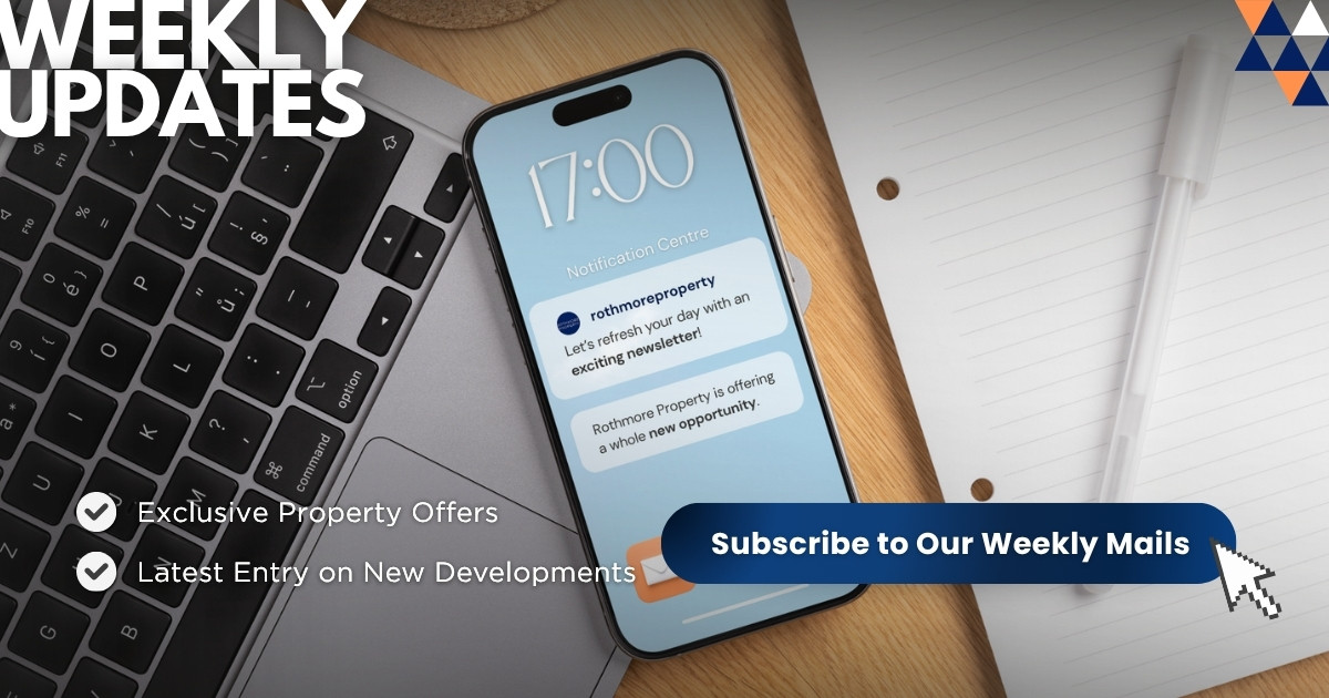 Subscription form for Rothmore Property weekly emails, providing latest market news and property offers.