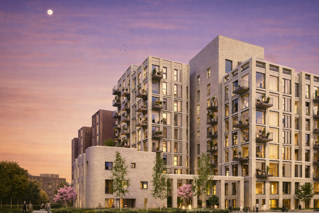 Velocity development exterior at sunset