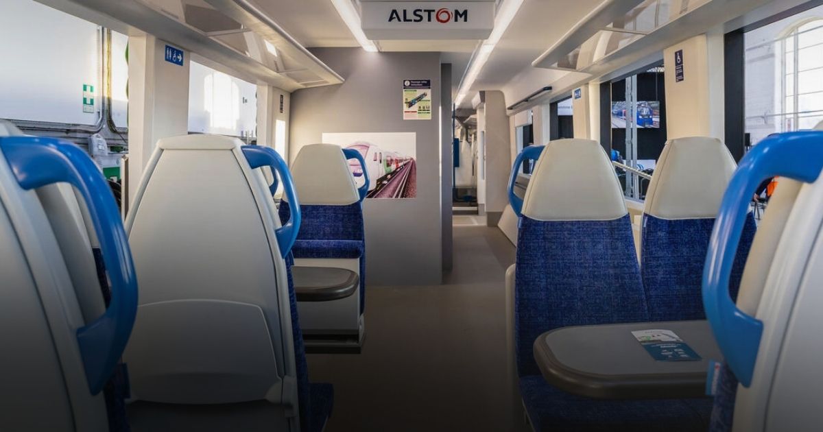 Alstom Adessia Stream train interior for TransPennine Express, part of the £1.2bn Northern rail upgrade