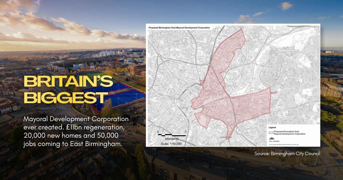 East Birmingham Mayoral Development Corporation boundary map £11bn regeneration zone