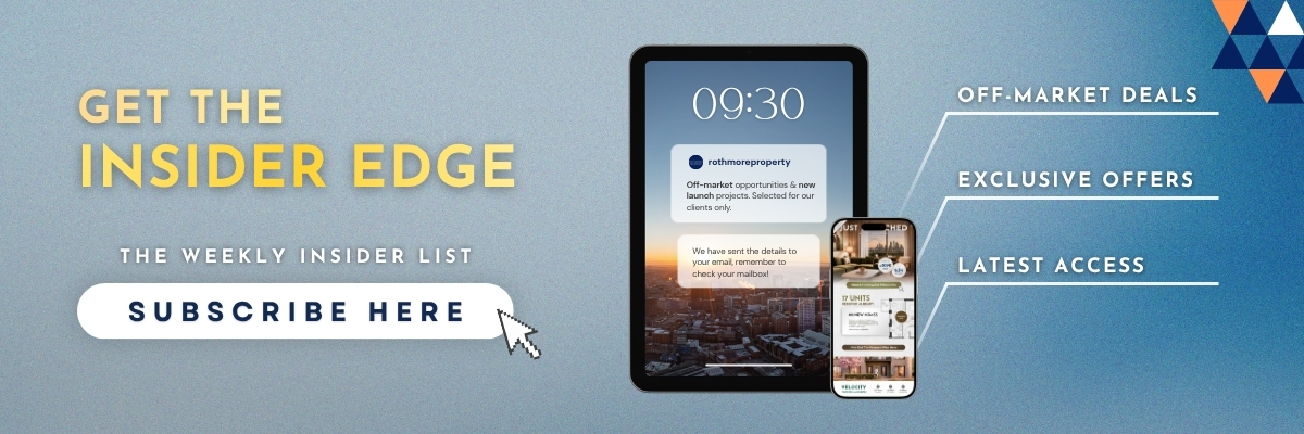 Rothmore Property Insider Edge newsletter signup CTA — off-market deals, exclusive offers and latest access